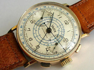 CRONOGRAFO VETTA ORO 18 KT ANNI '50 MANUALE VALJOUX 22 OROLOGIO UOMO