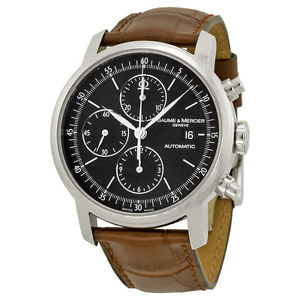 Baume et Mercier Classima Chronograph Black Dial Leather Mens Watch MOA8589