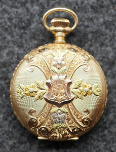 Antique 1900 Waltham Pocket Watch Jewels 7 Sz 0 14k Solid Gold Case Working