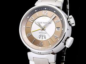 Auth LOUIS VUITTON Tambour Rebeiyu GMT Q1152 SS Auto Men's Watch(S A45516)