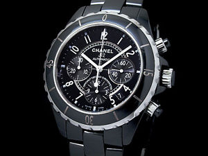 Auth CHANEL J12 Black Ceramic Chronograph H0940 Auto Men's Watch(S A45437)