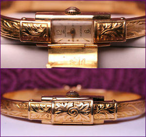 ANTIQUE 18K 750 Gold BUCHERER Cuff Bangle Ladies Watch Bracelet Swiss 17J RARE!!