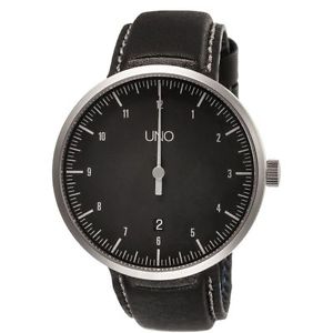 Botta-Design K420L-S Mens Black Dial Analog Quartz Watch with Leather Strap