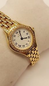 WOMEN AUTHENTIC MOVADO WATCH SOLID 14K YELLOW GOLD WHITE DIAL WITH 36 DIAMONDS
