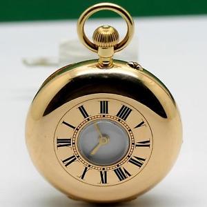 1900's THOMAS RUSSELL 18K SOLID GOLD MANUAL WIND HUNTER POCKET WATCH 37.5mm