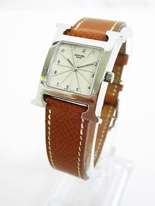 Hermes HERMES H watch watch Quartz HH1.210.260 Leather Silver Brown