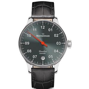 MEISTERSINGER MEN'S CIRCULARIS 43MM BLACK LEATHER BAND MECHANICAL WATCH CC907