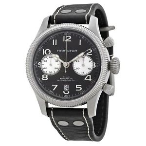 Hamilton H60416533 Mens Black Dial Analog Automatic Watch with Leather Strap