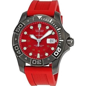 Victorinox 241353 Womens Red Dial Automatic Watch with Rubber Strap