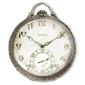 Vintage Art Deco Elgin Corsican Model Pocket Watch 14kt Gold Grade 450 12s 21j