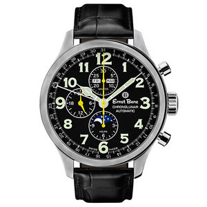 Ernst Benz "Chronolunar" Watch With Black Dial *New