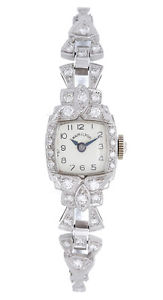 Vintage Hamilton Diamond Platinum Ladies Small Dainty Art Deco Style Dress Watch