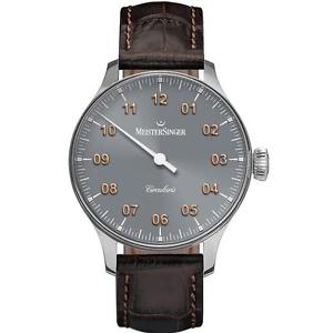 MEISTERSINGER MEN'S CIRCULARIS 43MM BROWN LEATHER BAND MECHANICAL WATCH CC307