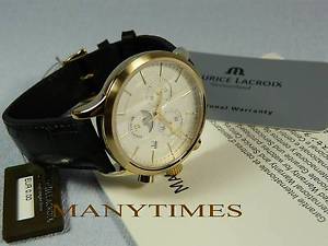 MAGNIFICENT MENS WATCH MAURICE LACROIX CLASSIC GOLD STEEL CHRONOGRAPHE  NEW !
