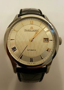 Maurice Lacroix Masterpiece Automatic 38mm Gold Hands Mens Watch Black Leather