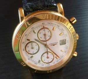 Longines cronografo automatico oro rosa 18k Nos anni '90 39mm ref.1301.32