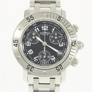 Pre-Owned HERMES Clipper Diver Chronograph CL2.310 Men's Black Quartz Watch, MD