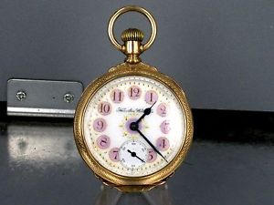 HAMILTON *MARKED 946* 23J IN OPENFACE BOX HINGE GF CASE WITH MULTI-COLOR DIAL