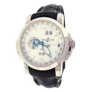 Ulysse Nardin GMT Perpetual 320-60 18K White Gold Leather Silver Men's Watch