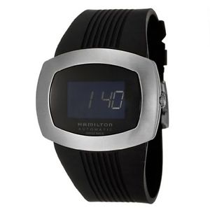 Hamilton H52515339 Mens Black Dial Digital Automatic Watch with Rubber Strap