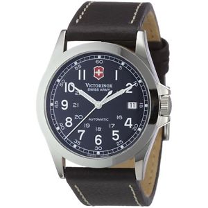 Victorinox 24695 Mens Black Dial Automatic Watch with Leather Strap
