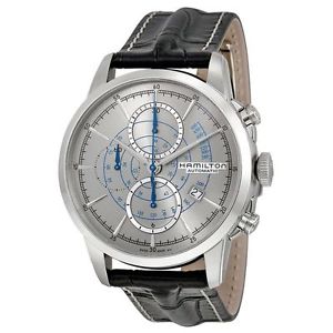 Hamilton H40656781 Mens Silver Dial Analog Automatic Watch with Leather Strap