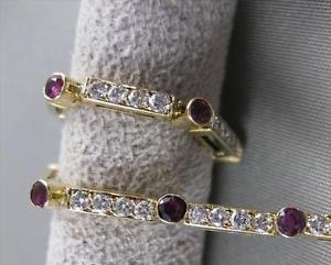 ANTIQUE 2.50CTW DIAMOND RUBY 14KT YELLOW GOLD LINE TENNIS BRACELET 6.50" #20204