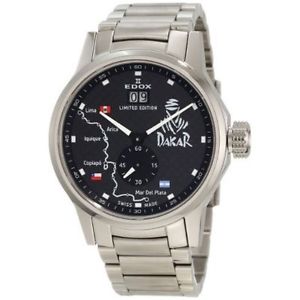 Edox 64009 3 NIN2 Mens Black Dial Analog Quartz Watch with Stainless Steel Strap