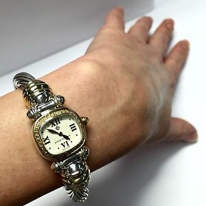 DAVID YURMAN 585 Gold & 925 Silver Bracelet Ladies Watch w/ DIAMONDS