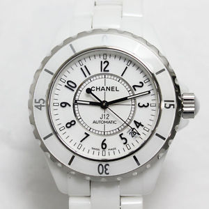 Authentic Chanel J12 H0970 Ceramic Men's wristwatch automatic 709 White