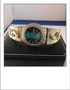 VINTAGE MENS CITIZEN CUSTOM 22k NUGGET & GOLD PANNER BRACELET WATCH - 75 GR