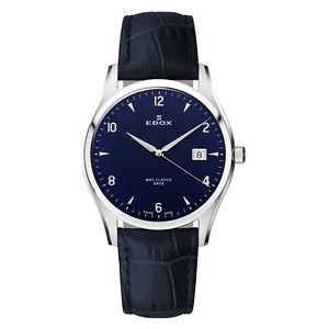 Edox 70170 3 BUIN Mens Blue Dial Analog Quartz Watch with Leather Strap