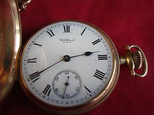 ANTIQUE WALTHAM USA 14K YELLOW GOLD HUNTER CASE DUEBER POCKET WATCH  1919 USA