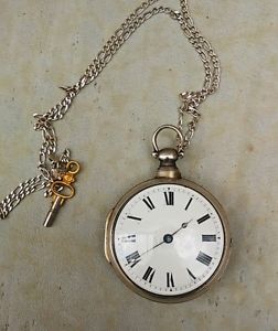 Verge Fusee pocket watch sterling 1790 WORKING