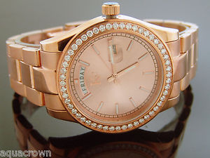 Techno Com Kc 1.90ct round Diamonds 42mm all stainless steel Rose tone case