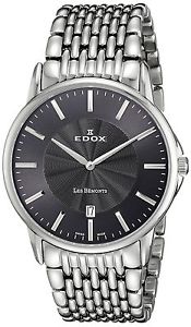 Edox Men's 56001 3M GIN Les Bemonts Analog Display Swiss Quartz Silver Watch