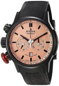 Edox Men's 10302 37N ROIN Chronorally Analog Display Swiss Quartz Black Watch