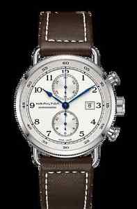 Hamilton Pioneer Auto Chrono Silver Brown Automatic Analog Men's Watch H7770655