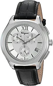Salvatore Ferragamo Men's 'LUNGARNO CHRONO' Quartz Stainless Steel and Leathe...