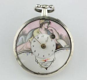 Empire Silberemaile Orologio alberino Girardier L´Aine 1790 Verniciato smaltato