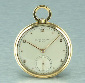 Raro 18k Oro Patek Philippe Orologio dress da tasca circa 1955 montre
