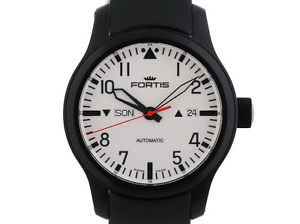 Fortis B-42 Nocturnal Day Date Stahl PVD Black Kautschuk Automatik 42mm