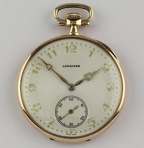 Muy elegante Longines Reloj De Bolsillo 14k Oro 1916 HJW Frack Vestido