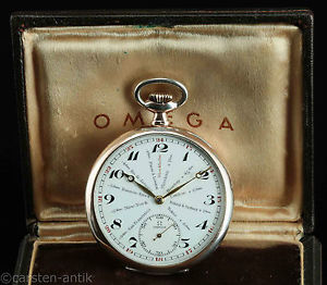 Absolut raros OMEGA Reloj de bolsillo Hora universal Huso horario 1929