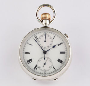 Svizzero Chronograph Rattrapante Finale Secondo 1890 Argento Orologio Da Tasca