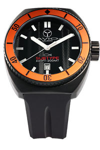 Avio Milano Men's AVI SUB BK OR Subtype Black PVD  Luminous Date Rubber  Watch