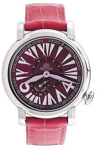 Gio Monaco Women's 413-A DaFnE Maroon Dial Pink Leather Wristwatch