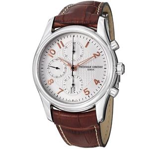 Frederique Constant Men's FC-392RV6B6 RunAbout Brown Leather Strap Watch Chrono