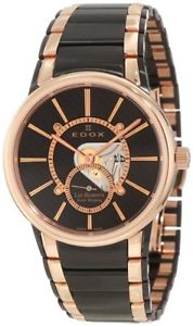 Edox Men's 72011 357RN NIR Les Bemonts Black Two Tone Hand Winding Wristwatch