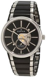 Edox Men's 72011 357N NIN Les Bemonts Black Hand Winding Stainless Steel Watch